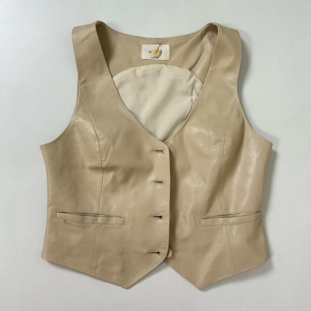 Aritzia Wilfred Cream Leather Vest